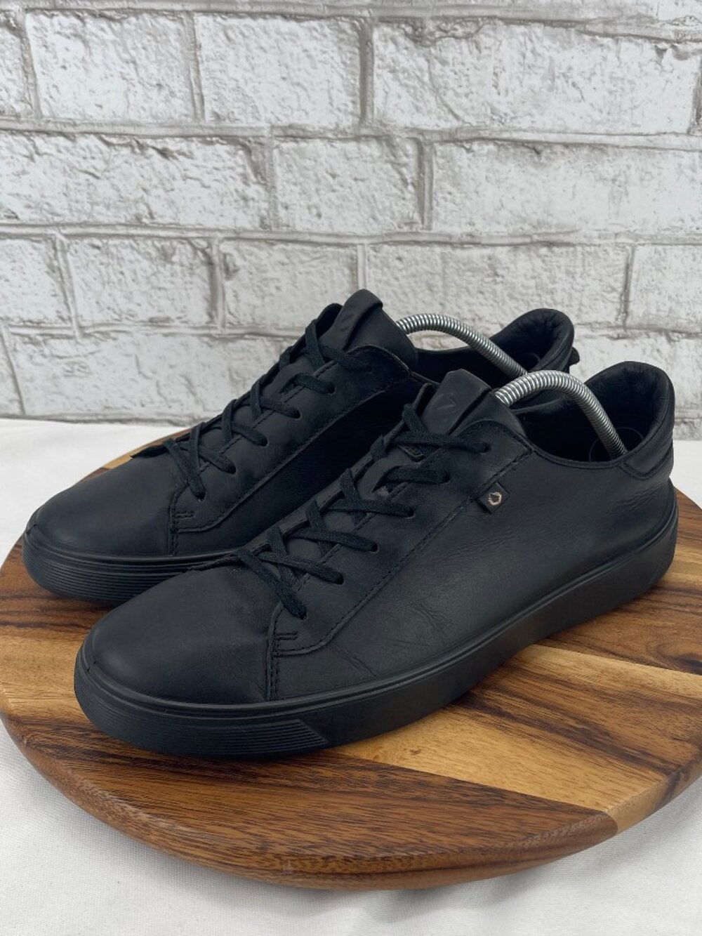 Ecco Street Tray Plus Mens Sz. 11/45 Triple Black Leather Casual Comfort Shoes